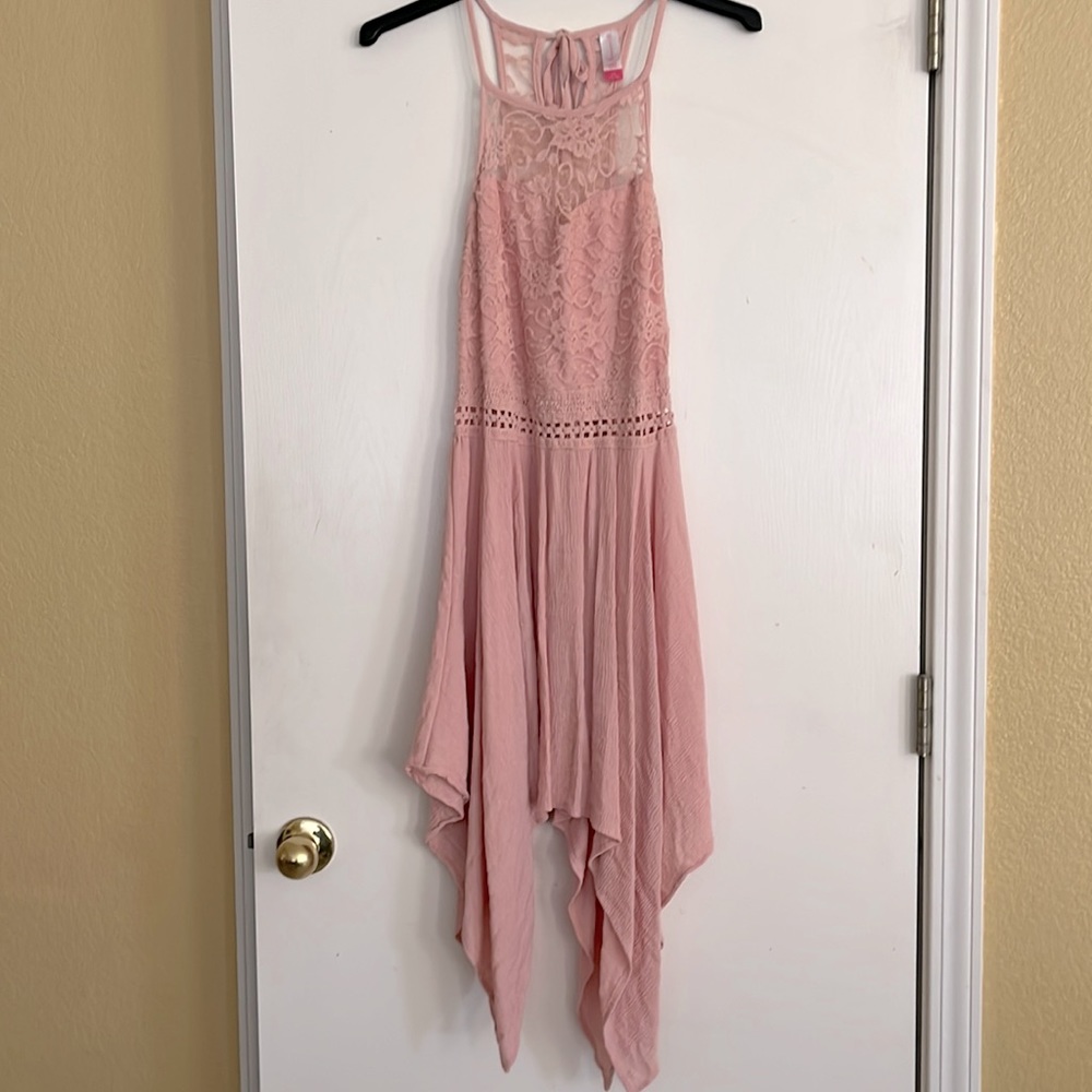 No Boundaries Lace Assymetrical Dress - Rose - Sz L (11-13)